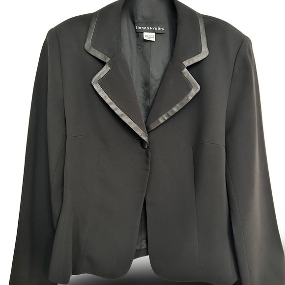 Women's Bianca Nygård Black Single Closure Blazer with Peak Lapel in Size 12 - Picture 7 of 8
